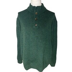 Cabincore Wool Mock Neck Button Sweater Forest Green Enya Mantaneu Men L